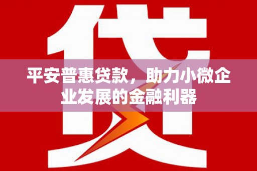 市北平安普惠贷款，助力小微企业发展的金融利器